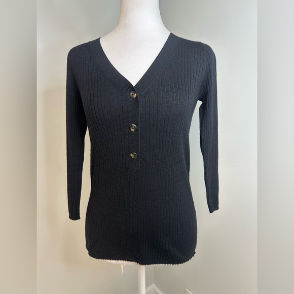 Tuckernuck Handrix Hanley Black Ribbed  Sweater Top Size XS - Picture 3 of 17